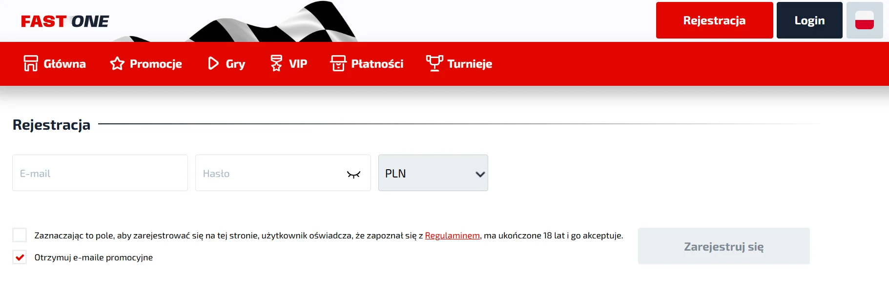 Szybka rejestracja w kasynie F1